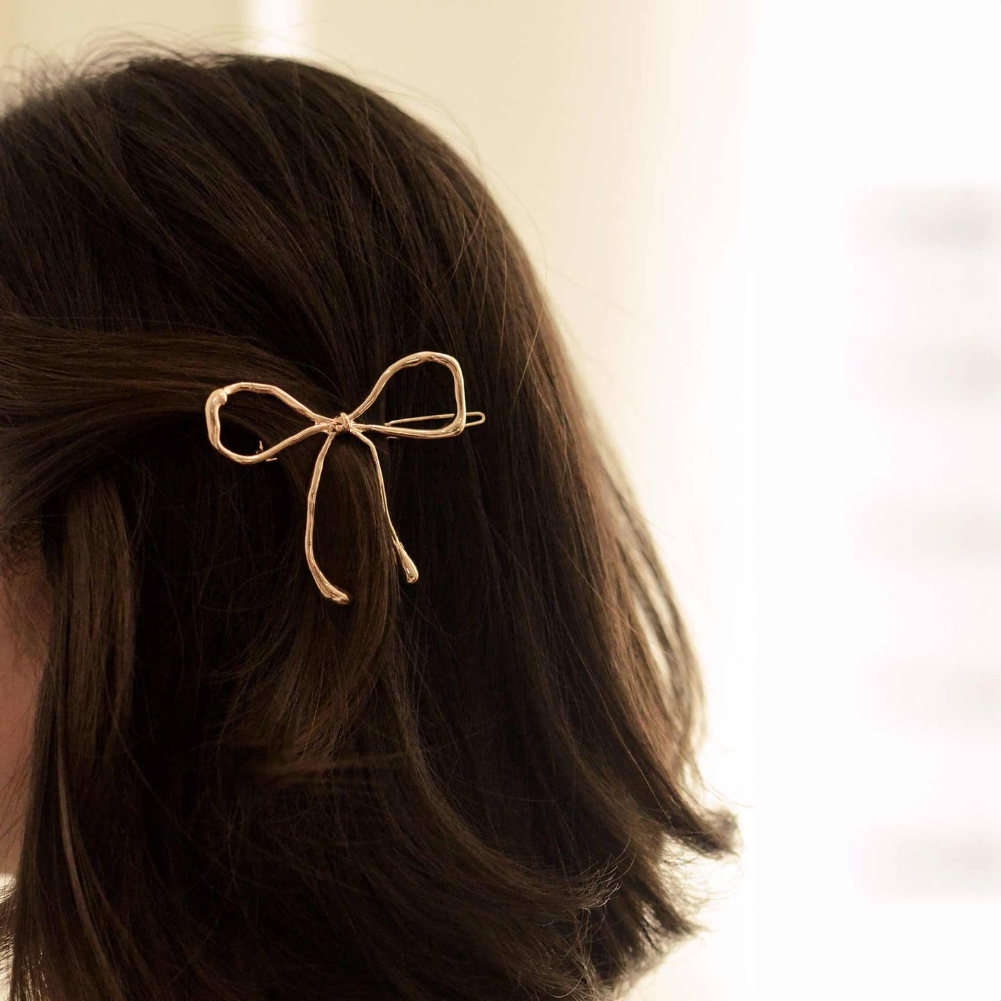 Gold Bow Metal Barrette Hair Clip