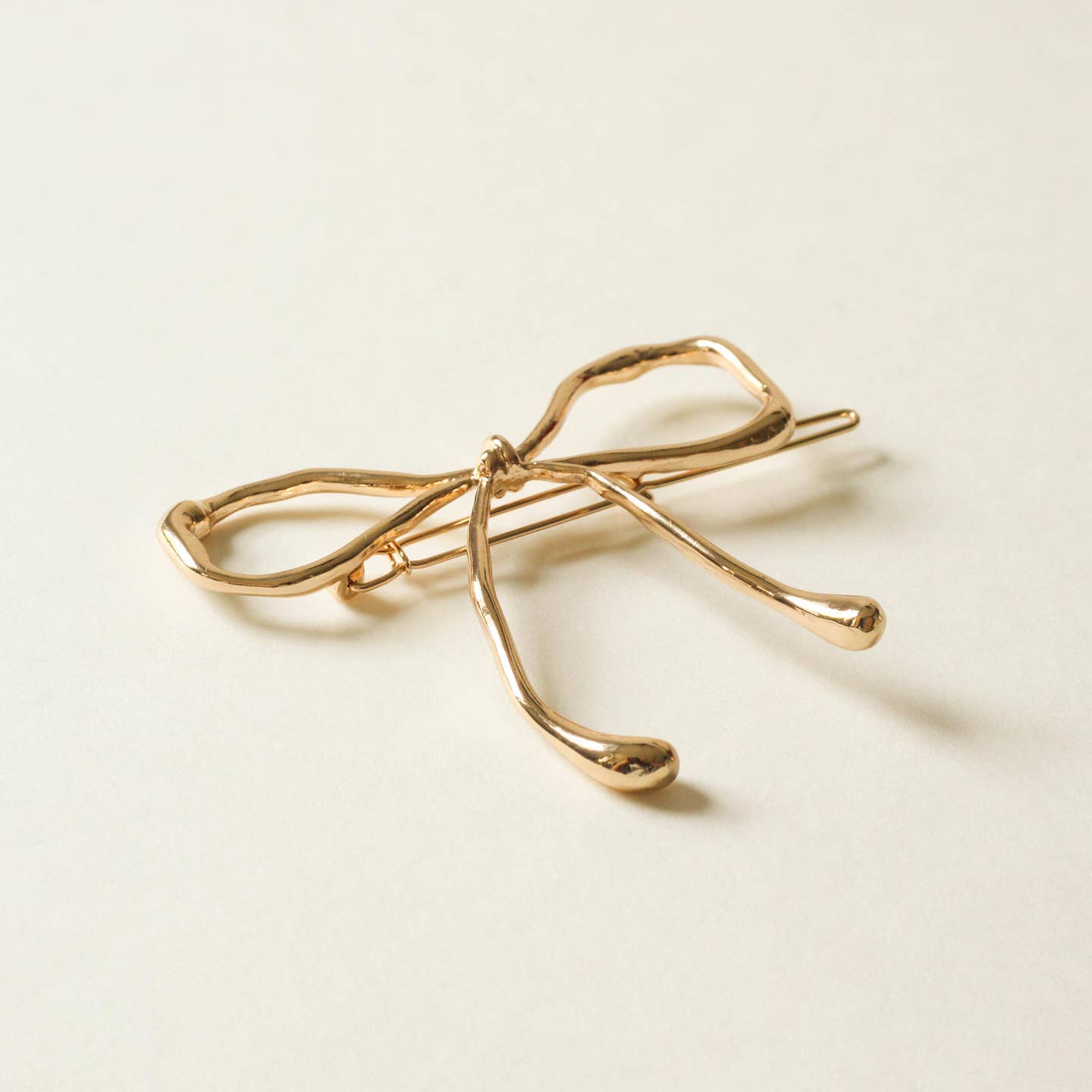 Gold Bow Metal Barrette Hair Clip