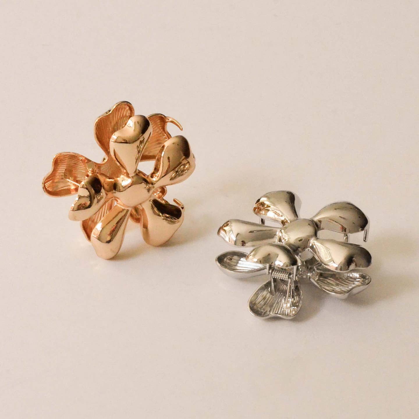 Silver Flower Metal Hair Claw Clip