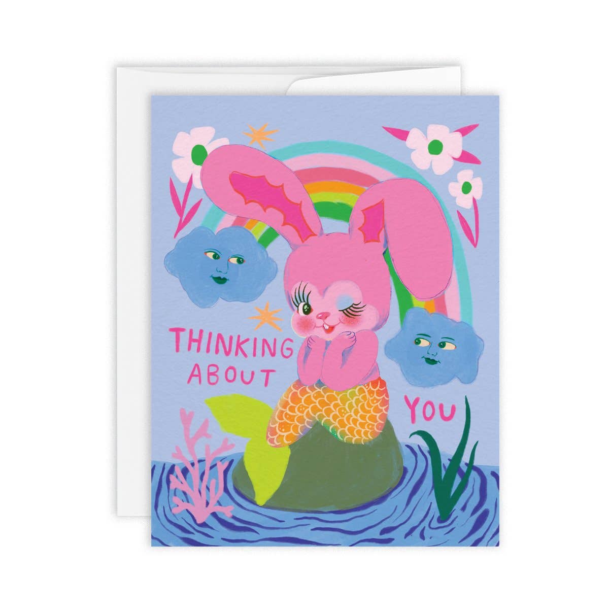 Thinking About You Bunny Mermaid — Greeting Card