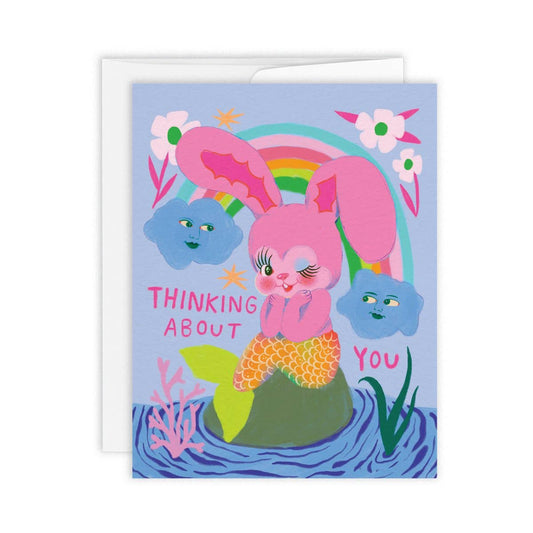 Thinking About You Bunny Mermaid — Greeting Card