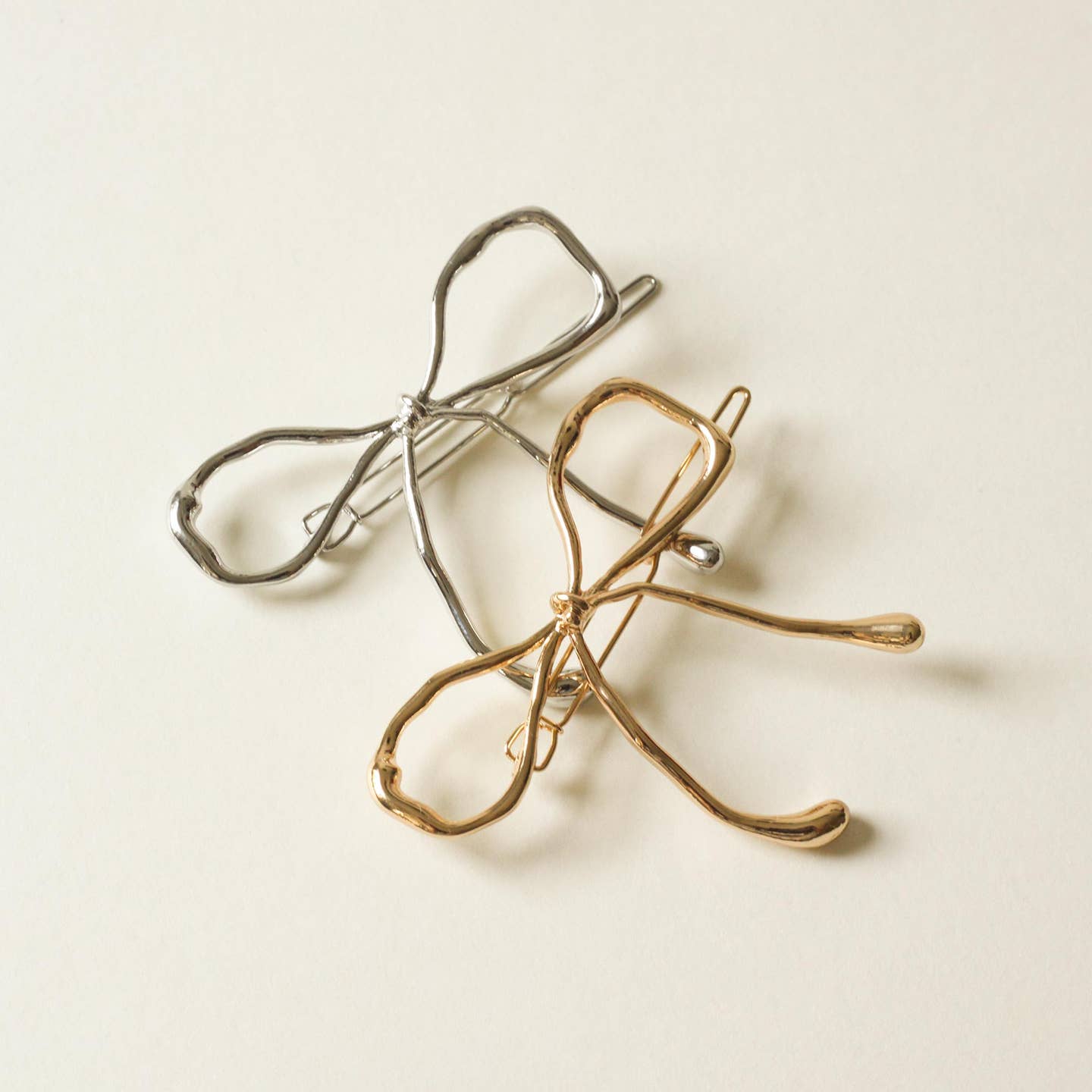 Gold Bow Metal Barrette Hair Clip