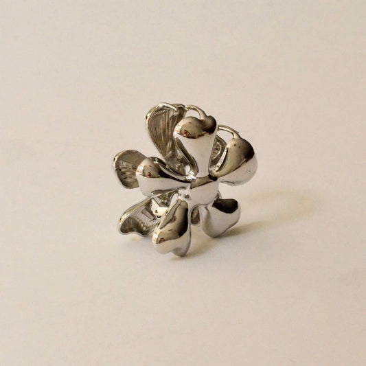 Silver Flower Metal Hair Claw Clip