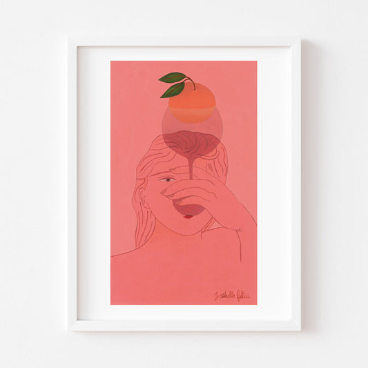 Girl And Orange In Glass Wall Art