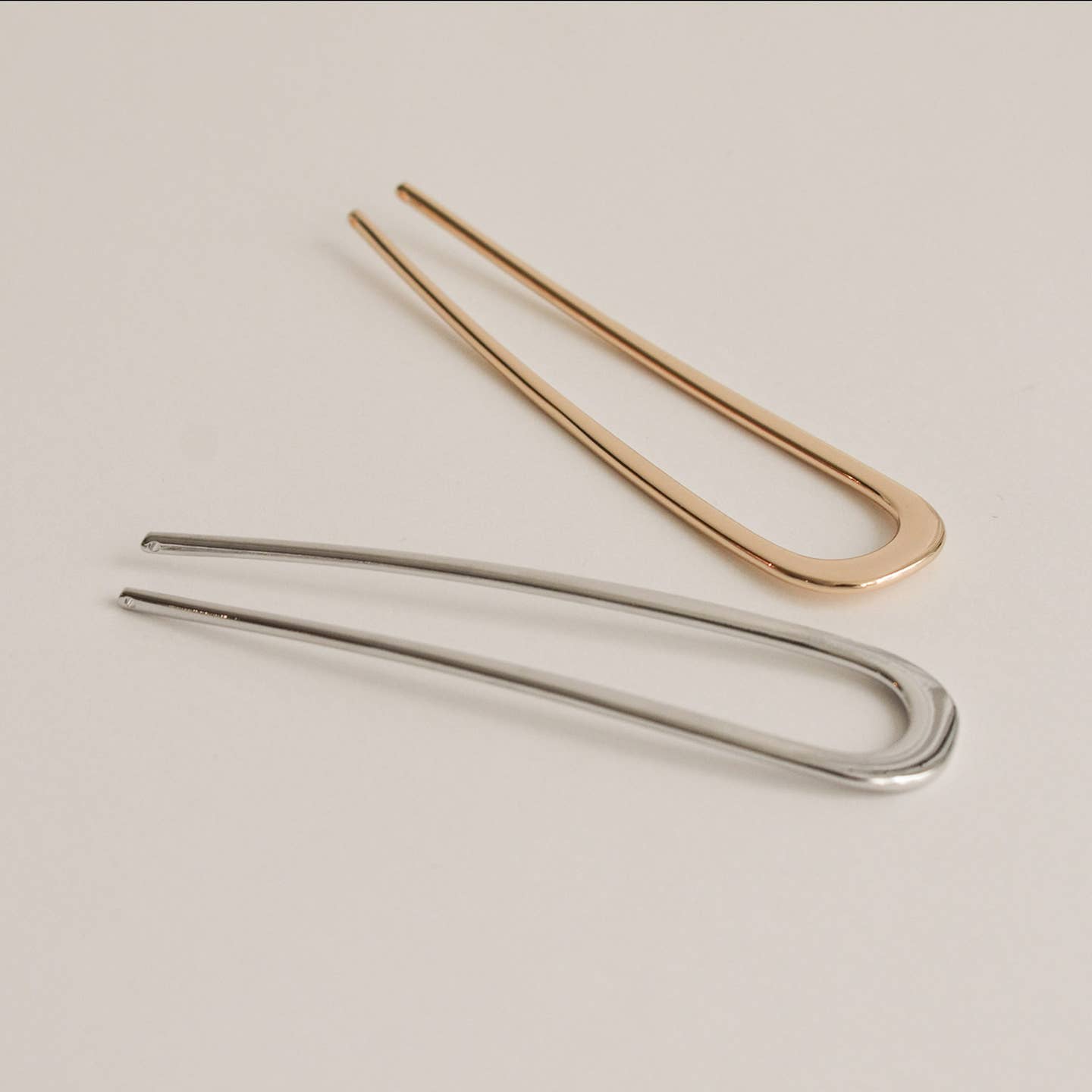 Silver Minimalist Bent U-Shaped Hair Stick