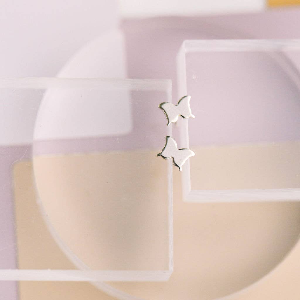Butterfly Stud Earrings in Sterling Silver