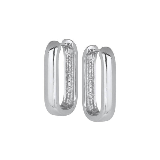 Emma Elongated Hoop Earrings in Silver